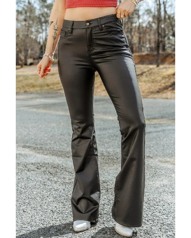 Azura Exchange Skinny Flared Leather Pants - L