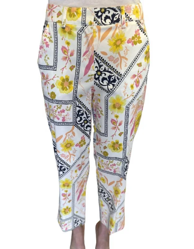 Clara Stretch Sateen Pants In Multi Color