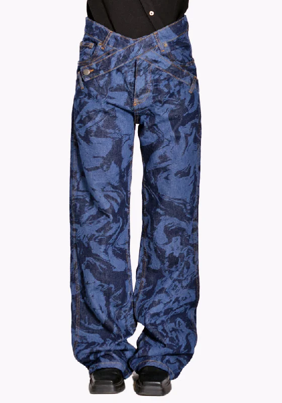 NINAMOUNAH T_04 PANDA DENIM TROUSERS LASER BLEACH INDIGO