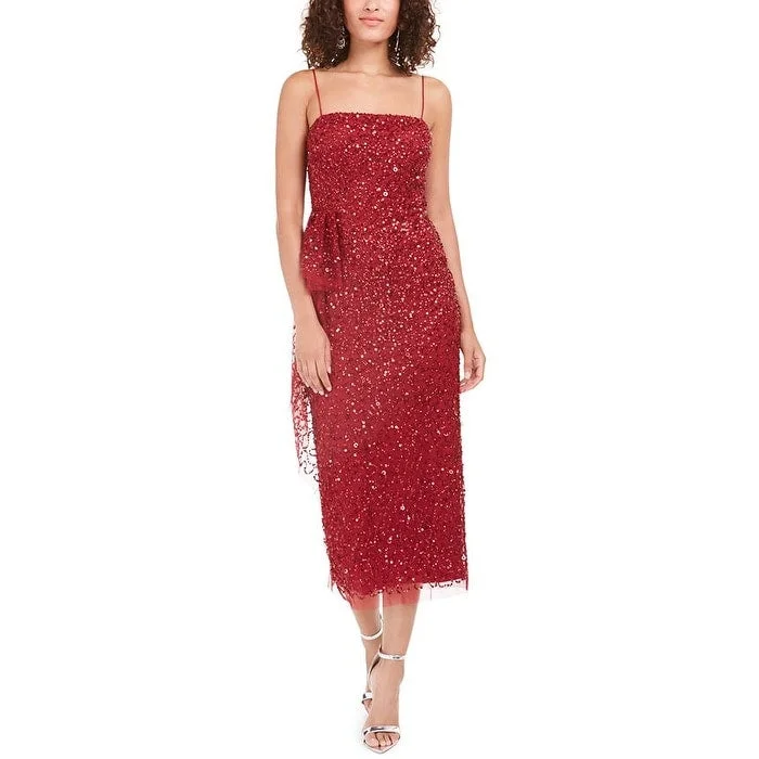 Adrianna Papell Women's Beaded Column Dress Red