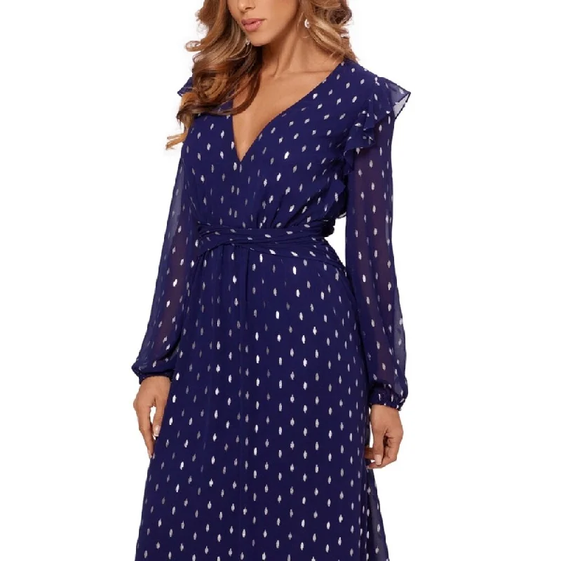 Betsy & Adam Women's Clip Dot Midi Dress Blue Size 2