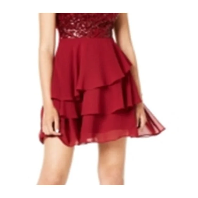 City Studios Women's Sleeveless Mini Dress Red Size 0