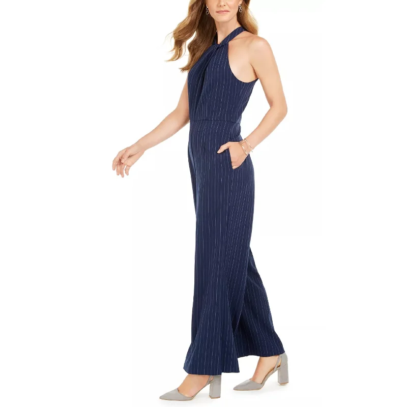 Julia Jordan Women's Pinstriped Jumpsuit Blue Size 12