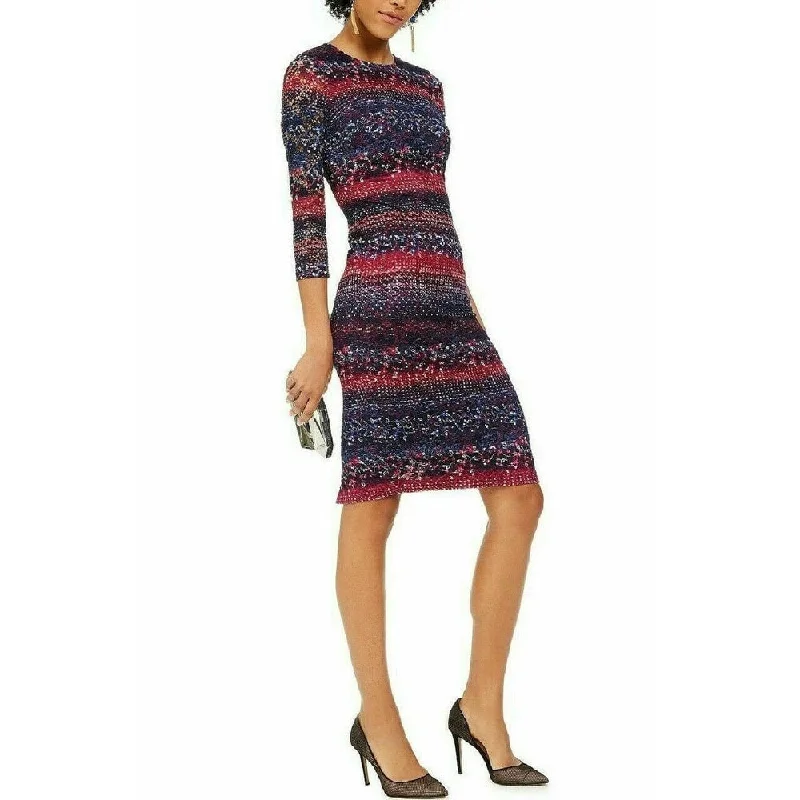 Kensie Women's Printed Lace Midi Bodycon Dress Blue Size 14