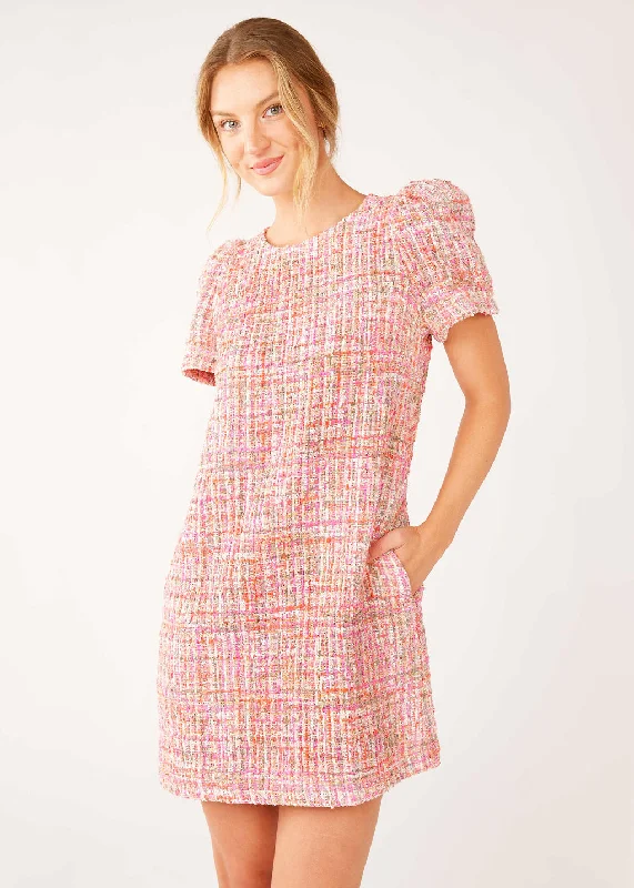 Marty Dress Pink Multi Tweed