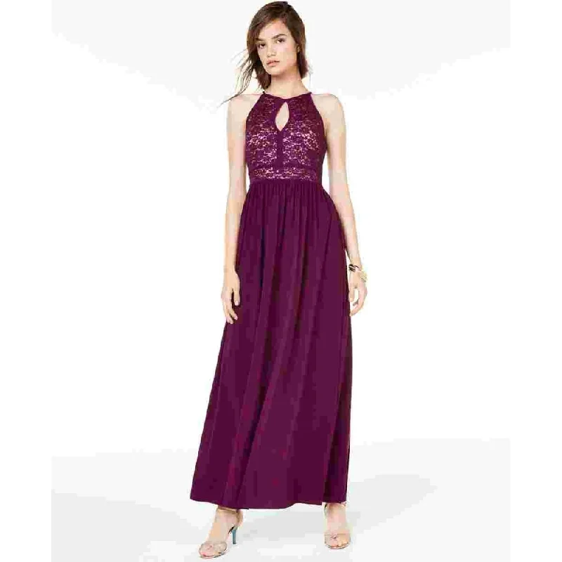 Morgan & Company Women's Sequined Printed Halter Maxi Mermaid Formal Dress Purple Size 5