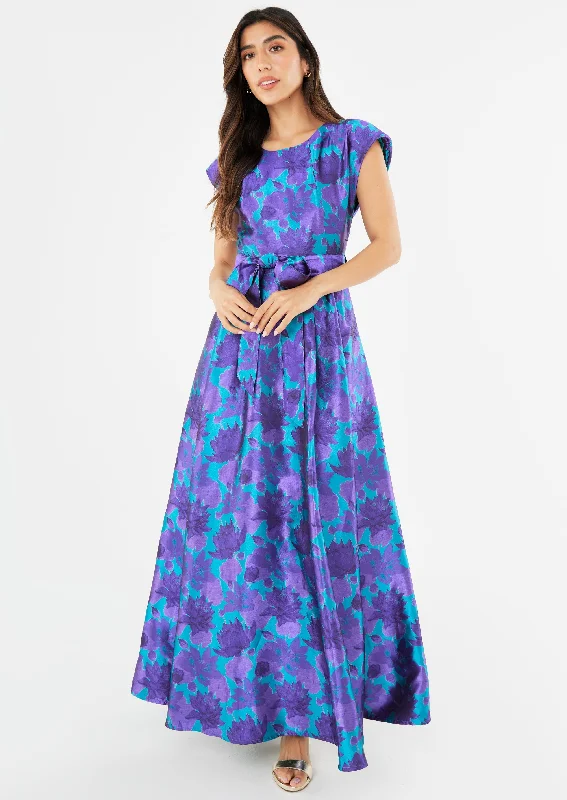 Olivia Gown Purple Floral Silhouette Jacquard