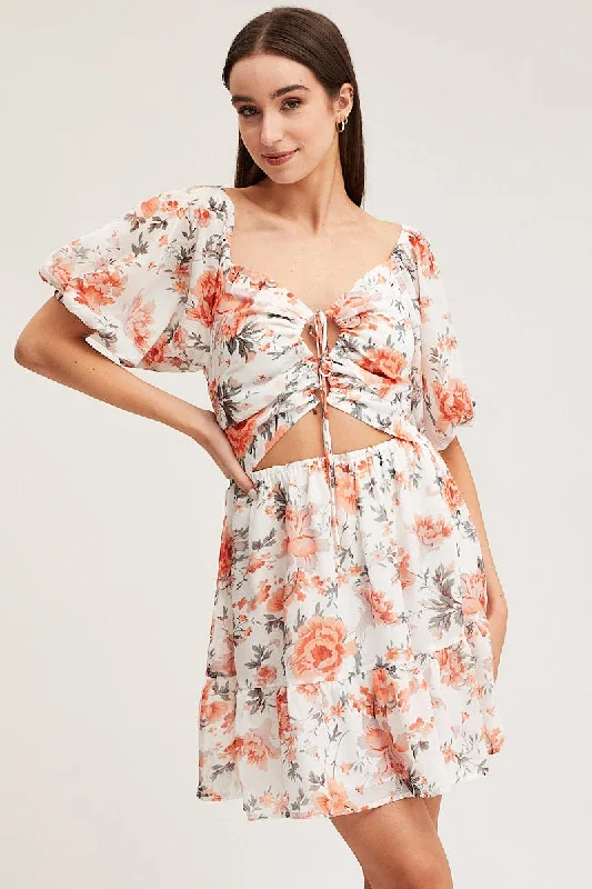 Print Mini Dress Short Sleeve