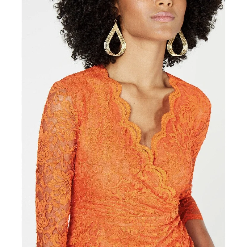 Thalia Sodi Women's Lace Sheath Dress Orange Size X-Small