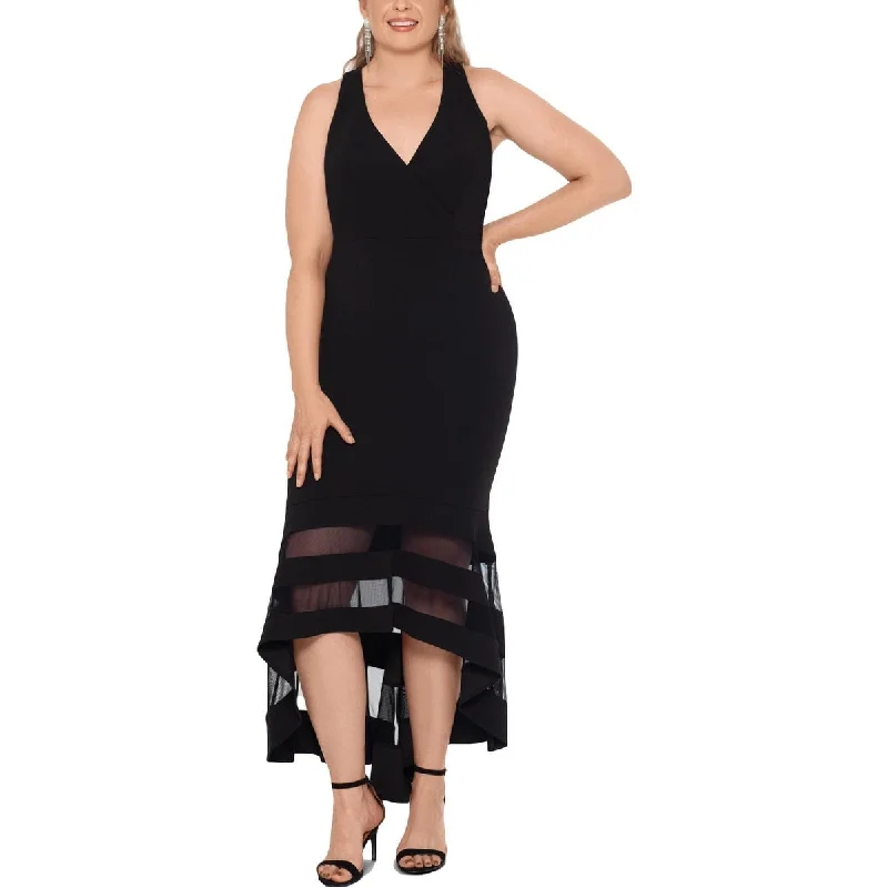 Xscape Women's Plus Hi Low Long Maxi Dress Black Size 20W