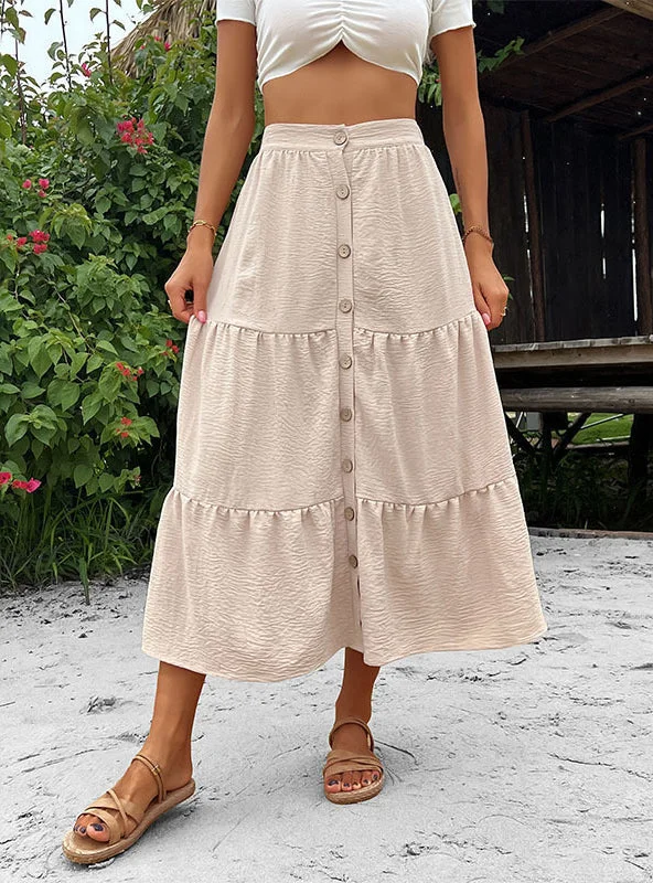 BUTTON ELASTIC WAITS LOOSE SKIRT