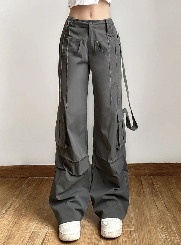 HEAVY METAL CHAIN RIBBON SPLICING PANT