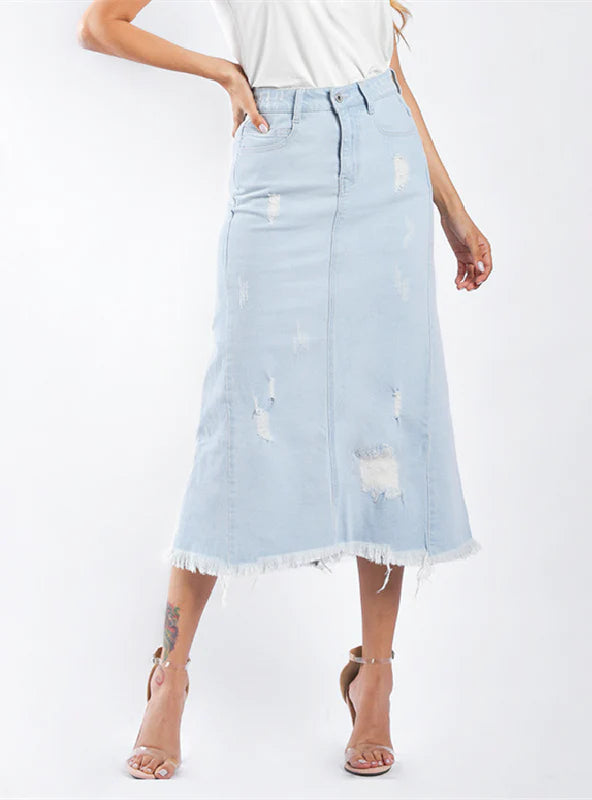 HIGH WAIST LONG DENIM SKIRT