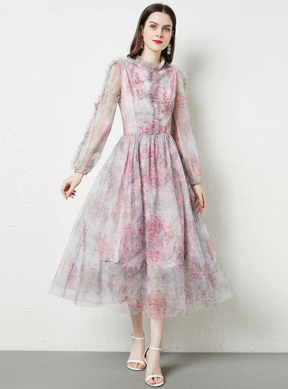 HOLIDAY CHIFFON LONG SLEEVE SUMMER DRESS