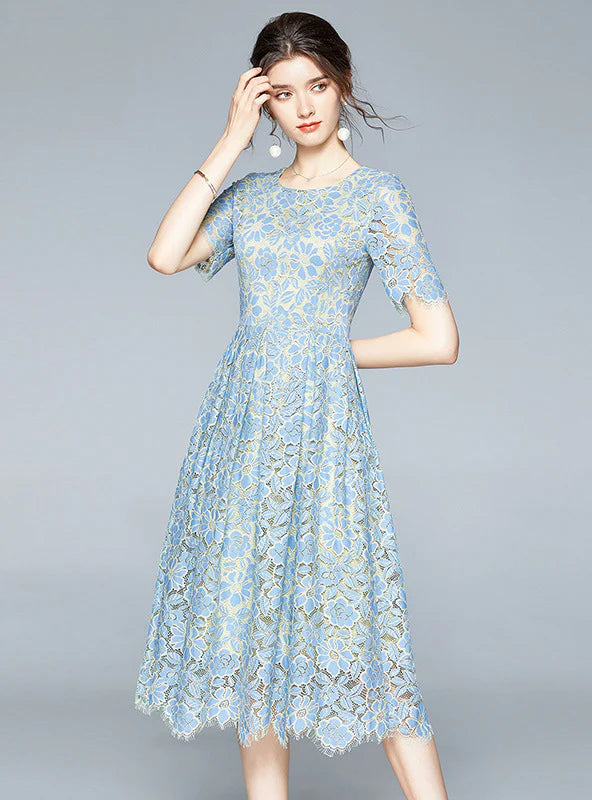 LACE SHORT SLEEVE SUMMER DRESS