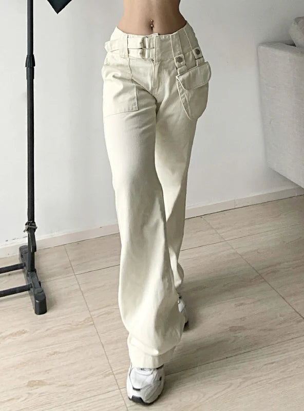 LIGHT-COLORED STRAIGHT POCKETS JEANS PANTS