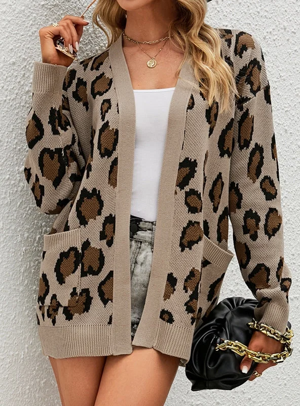 LONG LEOPARD CARDIGAN SWEATER COAT