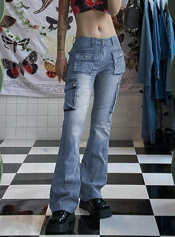 LOW WAIST MULTI POCKET GRADIENT JEANS