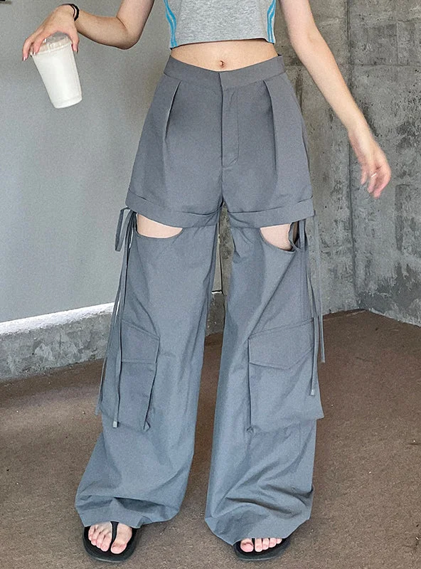 OPEN-LEGGED FAKE TWO-PIECE OVERALLS PANT