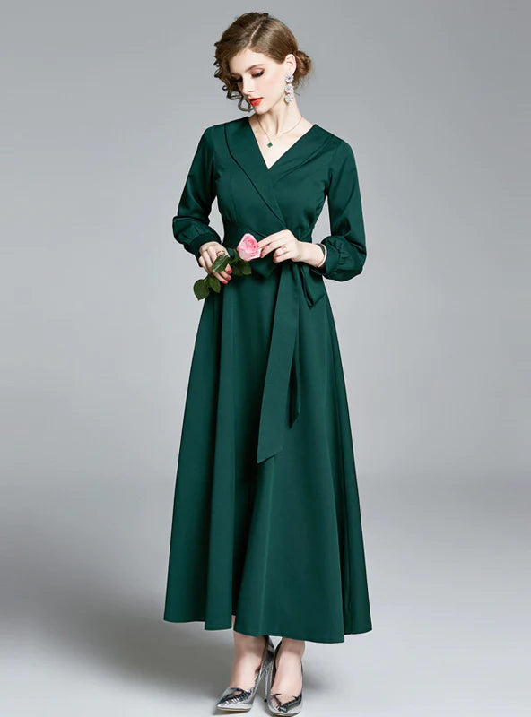 RETRO DARK GREEN EVENING DRESS