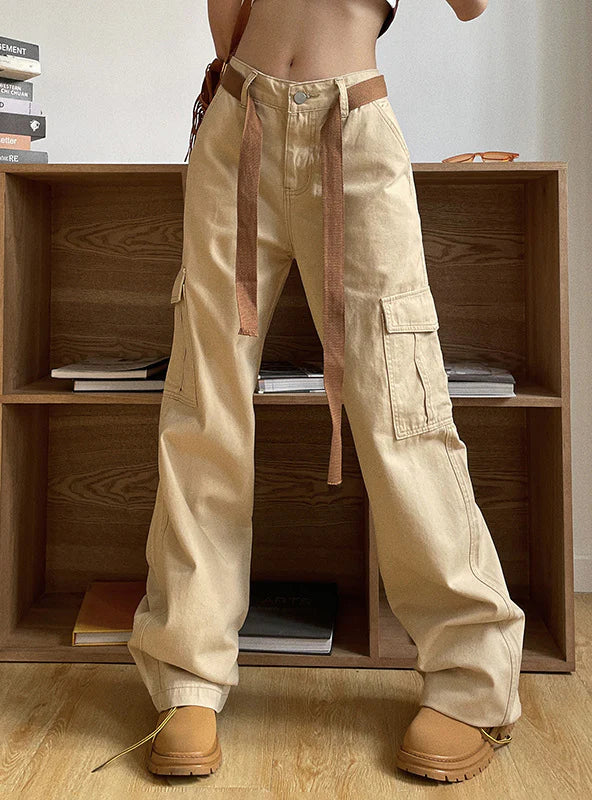 RETRO KHAKI SLIM STRAIGHT PANTS