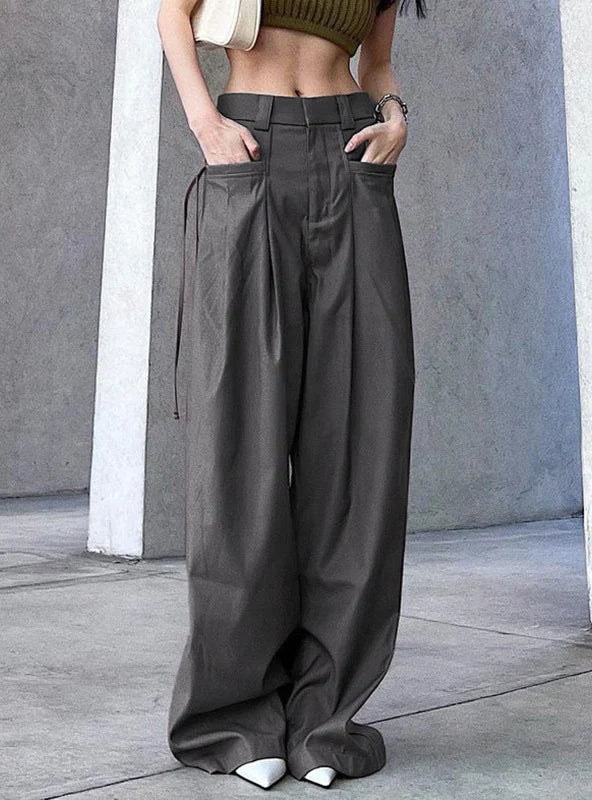 RETRO LOW WAIST LOOSE WIDE LEG PANTS