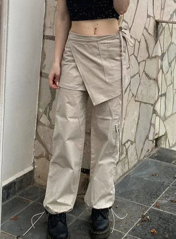 ROPE-TIED STREAMER OVERALLS PANTS