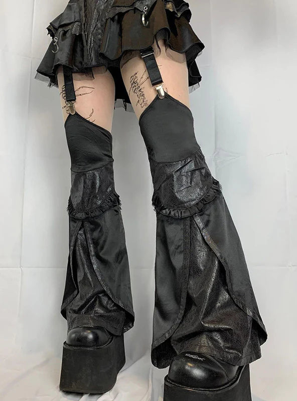 SPLICED MESH WOODEN EAR TRUMPET DRESS PANTS