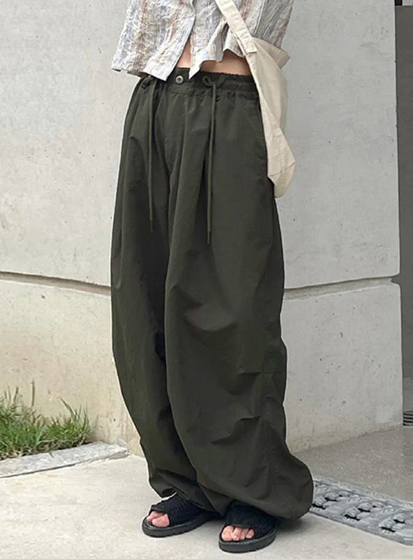 STRAP PLEATED HIGH WAIST ELASTIC OVERALLS