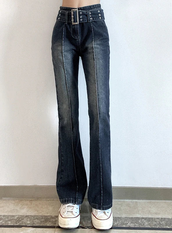 STRETCH HORN STRAIGHT HIP-LIFTING JEANS