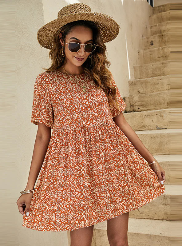 SUMMER LANTERN SLEEVE PRINT DRESS