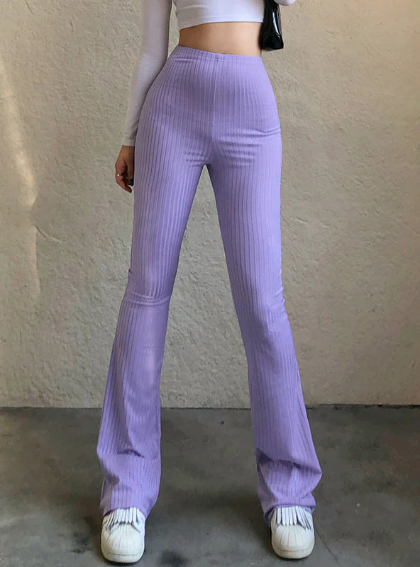 TIGHT-FITTING PIT-STRIP HIGH WAIST SPORTS PANTS