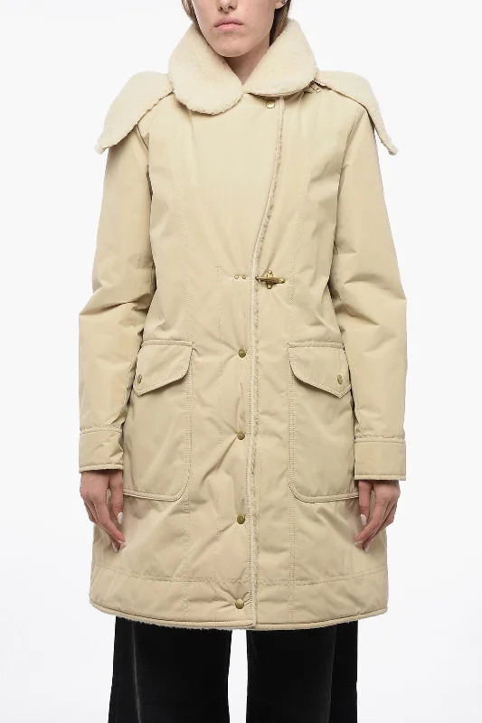 Fay Pile-Borg Paded Parka with Hanger Detail