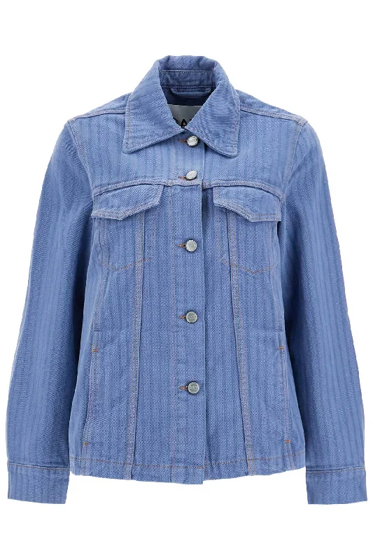 Ganni Women's "Striped Overdyed blue Jacket