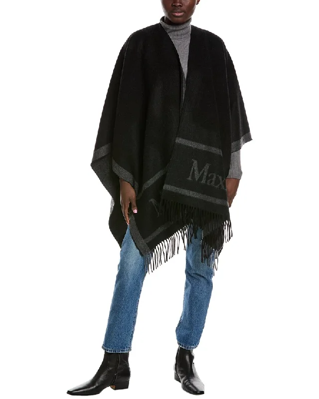 Max Mara Logo Jacquard Wool Cape