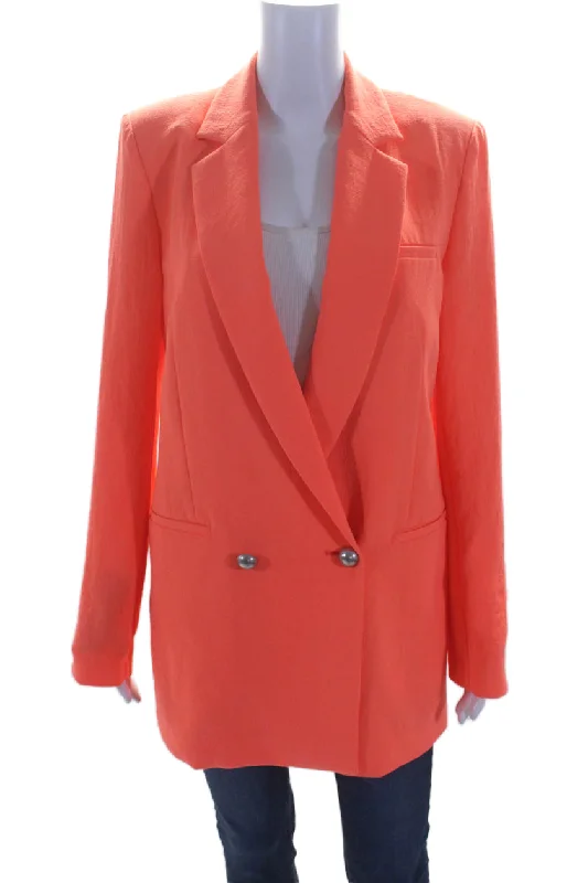 Pinko Womens Double Breasted Goldie Blazer Jacket Neon Orange