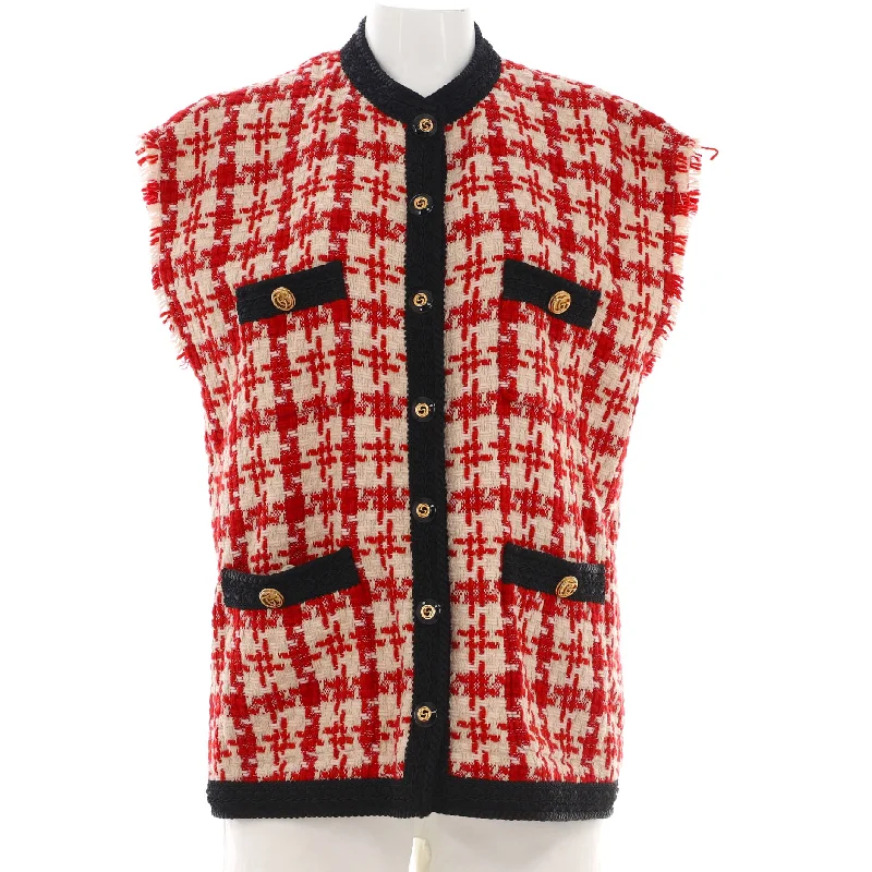 Women's Houndstooth Button Up Jacket Tweed