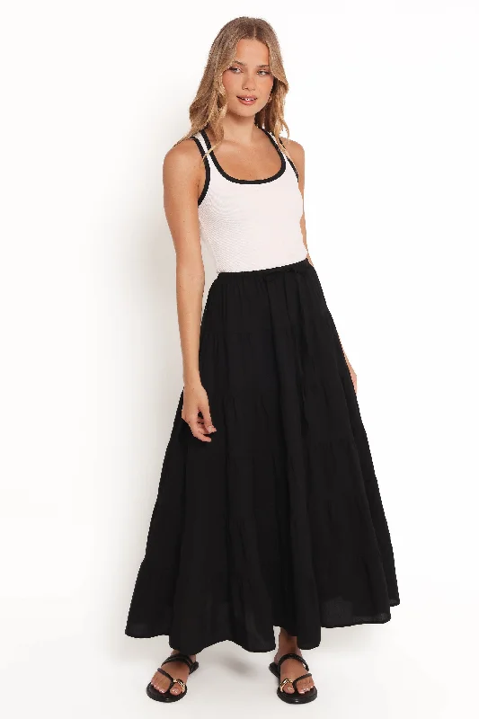 Archy Tiered Maxi Skirt - Black