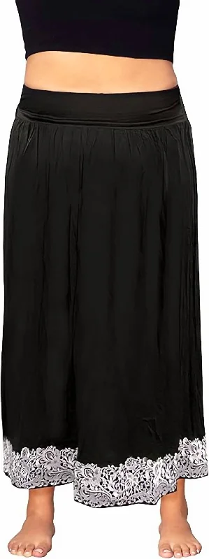 Embroidered Maxi Skirt - Plus In Black White