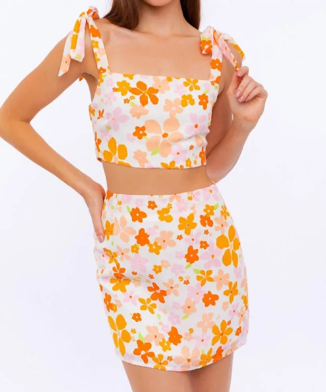 Floral Set In Orange Floral