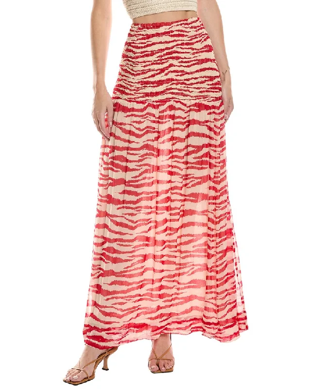 GANNI Printed Light Georgette Smock Maxi Skirt