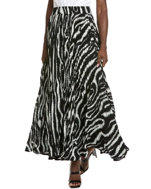 Gracia Zebra Stripe Pleated A-Line Maxi Skirt