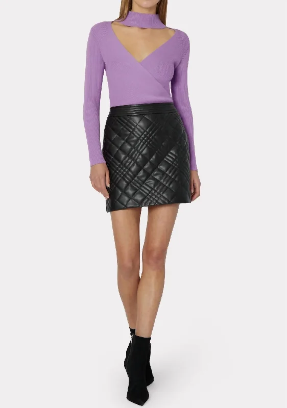 Hailey Quilted Vegan Skirt In Black