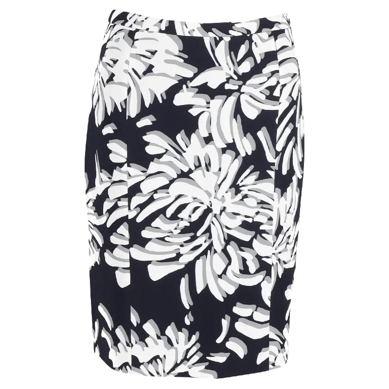 Hugo Boss Floral Pencil Skirt in Navy Viscose