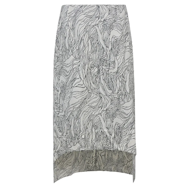 Marni Printed Asymmetric Skirt in Black and White Viscose