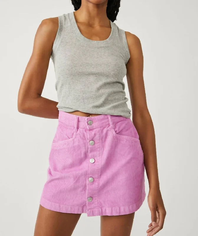 Ray Cord Mini Skirt In Bubblegum Pink