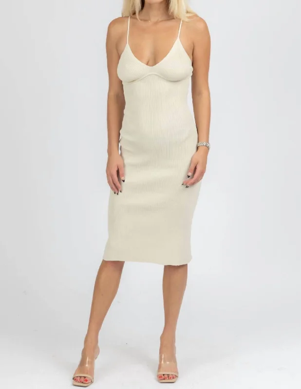 Underwire Knit Midi Dress In Natural