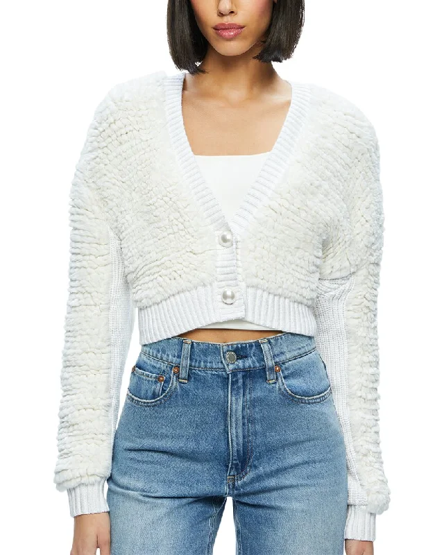 alice + olivia Casilda Cropped Wool-Blend Cardigan