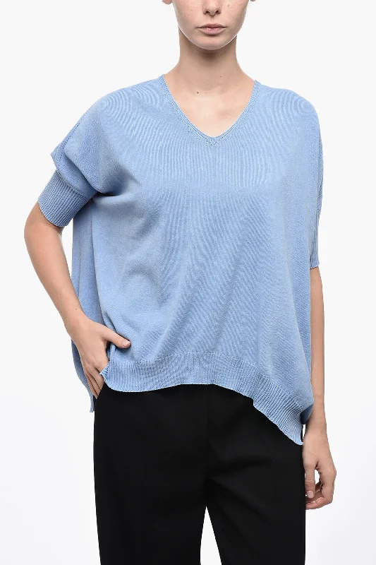 Arovescio Dropped-Shoulder Sweater with Assymmetric Hem