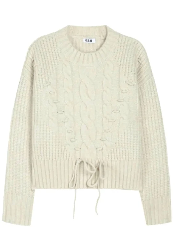 Dakota Cable Sweater In Ecru